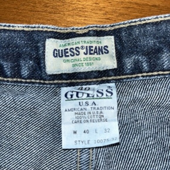 Vtg Guess Jeans Mens Measures 40X32 Tapered 2 Button Zip 10075-32 USA Made - Picture 3 of 7